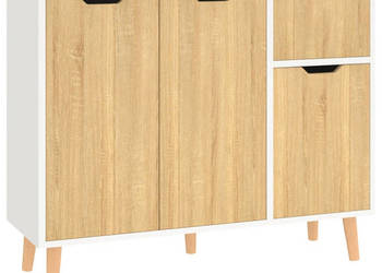 Szafka biel i dąb sonoma 90x30x72 cm materiał drewnopochodny WM-326818