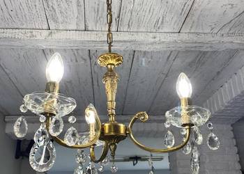 Francuski kryształowy Żyrandol nr. 14 mosiądz 3-ram Antyk