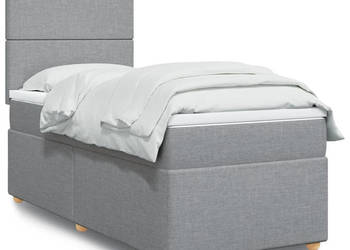 Łóżko kontynentalne z materacem jasnoszare tkanina 90x200 cm WM-3291156