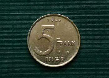 BELGIA - 5 franków, 1998r. Napis po holendersku „BELGIË”