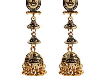 Nowe kolczyki indyjskie orientalne długie dzwonki złoty kolor boho bohemian