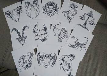 Rysunki: seria Znaki Zodiaku, cienkopis, blok t. A4 250 g/m2