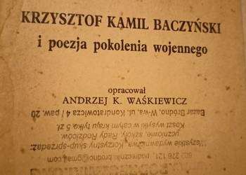 Baczyński Poezje pokolenia wojennego analizy lektury szkolne