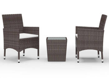 3-cz. zestaw bistro rattan PE i szkło hartowane brązowy WM-3058361