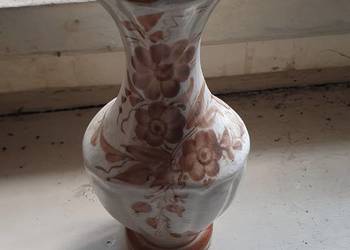 Wazon mały stary brązowe kwiaty retro PRL porcelana ceramika