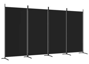 Parawan 4-panelowy czarny 346x180 cm tkanina WM-350265