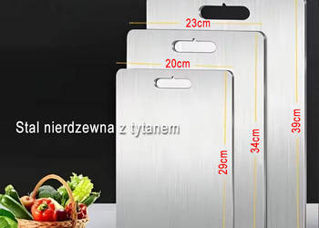 Deska do krojenia stal nierdzewna + tytan, 3szt. +  ściereczka