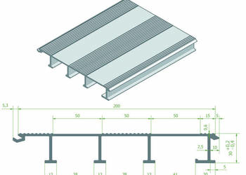 Panel podłogowy aluminiowy Deska poprzeczna 200x2100mm 30mm 4-wzm. b/o