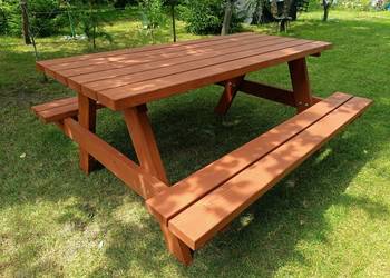 Solidny stół piknikowy z ławkami 180 cm świerk 4 cm LukWood