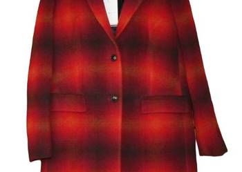Damski płaszcz Tommy Hilfiger -Wool Blend Check czerwona kratka roz.38 nowy