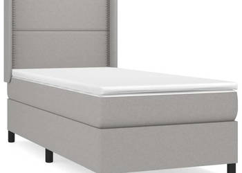 Łóżko kontynentalne z materacem jasnoszare tkanina 90x200 cm WM-3131321