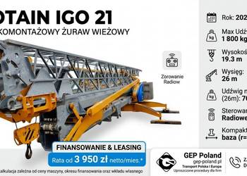 Żuraw budowlany dźwig budowlany dekarski prace montażowe Potain Igo 21