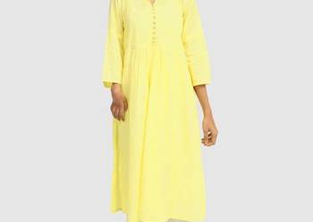 Nowa indyjska tunika XXL 44 bawełna konopia żółty kameez kur
