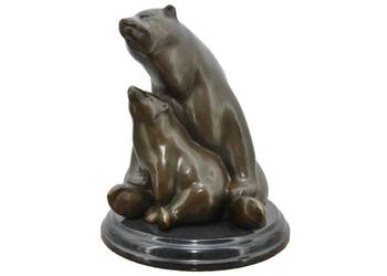 Rodzina Niedźwiedzi - Dwa Misie Niedźwiedź - Figura z Brązu Styl Milo