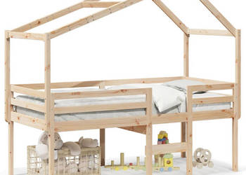 Wysokie łóżko z dachem lite drewno sosnowe 75x190 cm WM-3282061