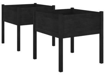 Donice ogrodowe 2 szt. czarne 70x70x70 cm drewno sosnowe WM-810818