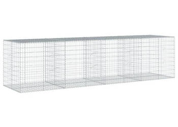 Kosz gabionowy z pokrywą 400x100x100 cm galwanizowane żelazo WM-3295196