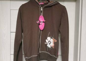Nowa bluza dziewczęca z kapturem LOVE U 140 / 8-10 lat brązowa w kwiaty Y2K