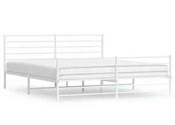 Łóżko Metalowe Białe Rama Łóżka Ze Stelażem Biała 183x213 cm WM-352391
