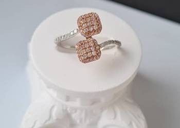 Pierścionek złoto 9k, diamenty