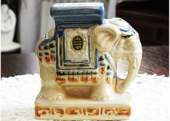 Stara Figurka SŁOŃ Indyjski / Chiński porcelana wys.12cm