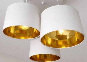 Lampa Wisząca Żyrandol Abażury Biały Złoty E27 - OKAZJA