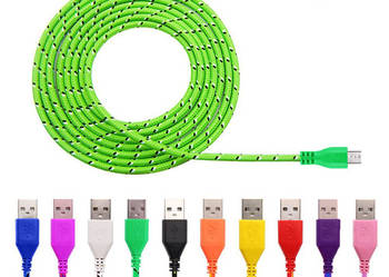 Pleciony kabel micro USB 2 metrowy kolorowy