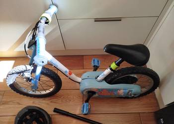 Rowerek dziecięcy 14" BTwin Aqua + rączka do nauki jazdy