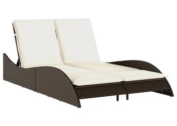 vidaXL Leżanka z poduszkami, brązowa, 114x205x73, polirattan(SKU:368288)