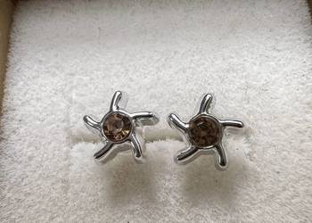 Kolczyki - srebrne z pomarańczowym diamentem