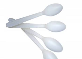 Komplet 100 łyżeczek, biodegradowalne, wielokrotnego użytku, białe HAAGO