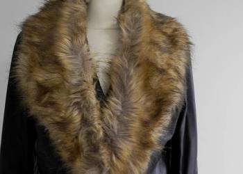 Kołnierz Futrzany Obszycie Kaptura Etola Szal Beżowy Futerko Sztuczne