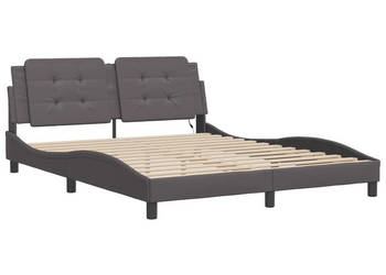Rama łóżka z LED szara sztuczna skóra 160x200 cm WM-3214120