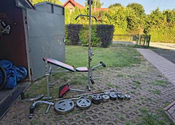 Domowa siłownia Hop-Sport + 110 kg obciążenia, gryfy, wyciąg – 1300 zł