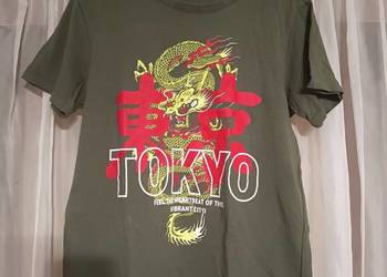 Koszulka Męska Khaki Bawełna Nadruk Smok Fantasy Pepco M