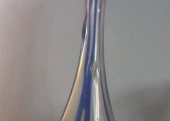 Wielki wazon PRL sękacz 50 cm, kobaltowe wstęgi