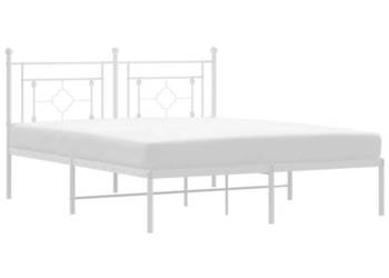 Łóżko Metalowe Białe Rama Łóżka Ze Stelażem Biała 150x200 cm WM-374390
