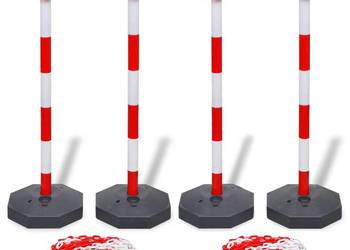 vidaXL Zestaw 4 słupków i 2 plastikowych łańcuchów o długości(SKU:3057525)