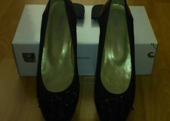 Eleganckie baleriny BRENDA ZARO F150 czarne 36 buty czółenka