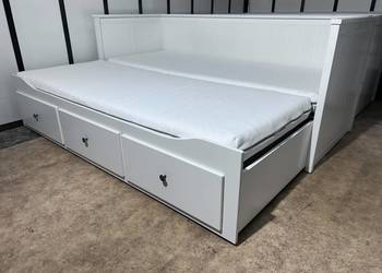 IKEA HEMNES Łóżko Leżanka z 3 szufladami, 2 materace IKEA MALFORS ,białe Tr