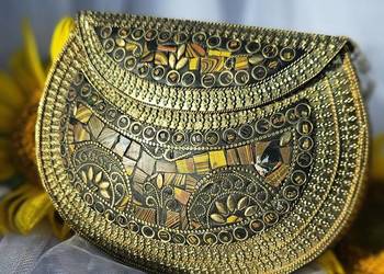 Torebka orientalna boho bohemian kopertówka metalowa brązowa retro mozaika