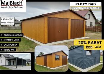 ZŁOTY DĄB Garaż Blaszany 6x6 | Blaszak | Montaż Gratis – Maj-Blach