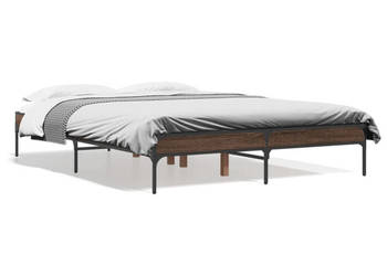 Rama łóżka brązowy dąb materiał drewnopochodny 135x190 cm WM-845045