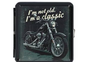 Metalowa Papierośnica z Nadrukiem Ciemnego Motocykla Gentelo na Prezent