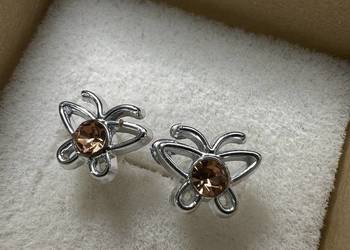 Kolczyki - srebrne motyle / motylki / motyl / motylek