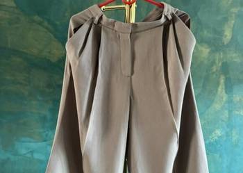 Spodnie damskie 34 Massimo Dutti kuloty bermudy szarobrązowez mankietami