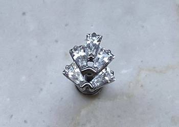 Kolczyk Labret Tytan z Cyrkoniami Wachlarz Kryształki 7 mm x 7,5 mm, 8 mm (