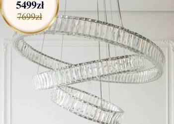 Żyrandol nowoczesny kryształowy srebrny ring 80x60x40 cm
