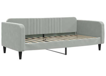Sofa z funkcją spania jasnoszara obita aksamitem 90x200 cm WM-354086