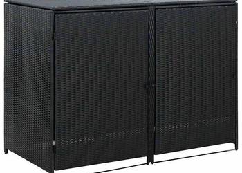 vidaXL Osłona na 2 kosze na śmieci, polirattan, czarna,(SKU:43887)